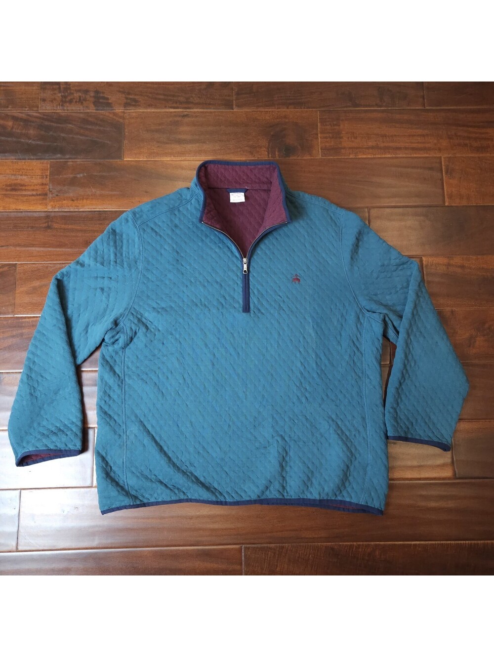 Brooks Brothers Diamond Quilted Quarter Zip Pullover Green Men’s Size XL